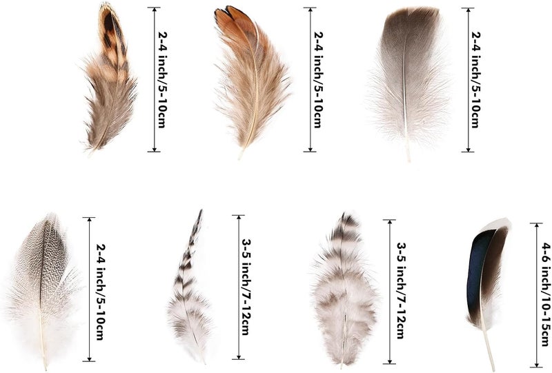 MAOFENG 210pcs 7 Styles Natural Bulk Feathers Assorted Mixed Feathers for DIY Crafts Dream Catcher Wedding Hair Hats Decoration,Guinea Fowl Feathers - Image 2